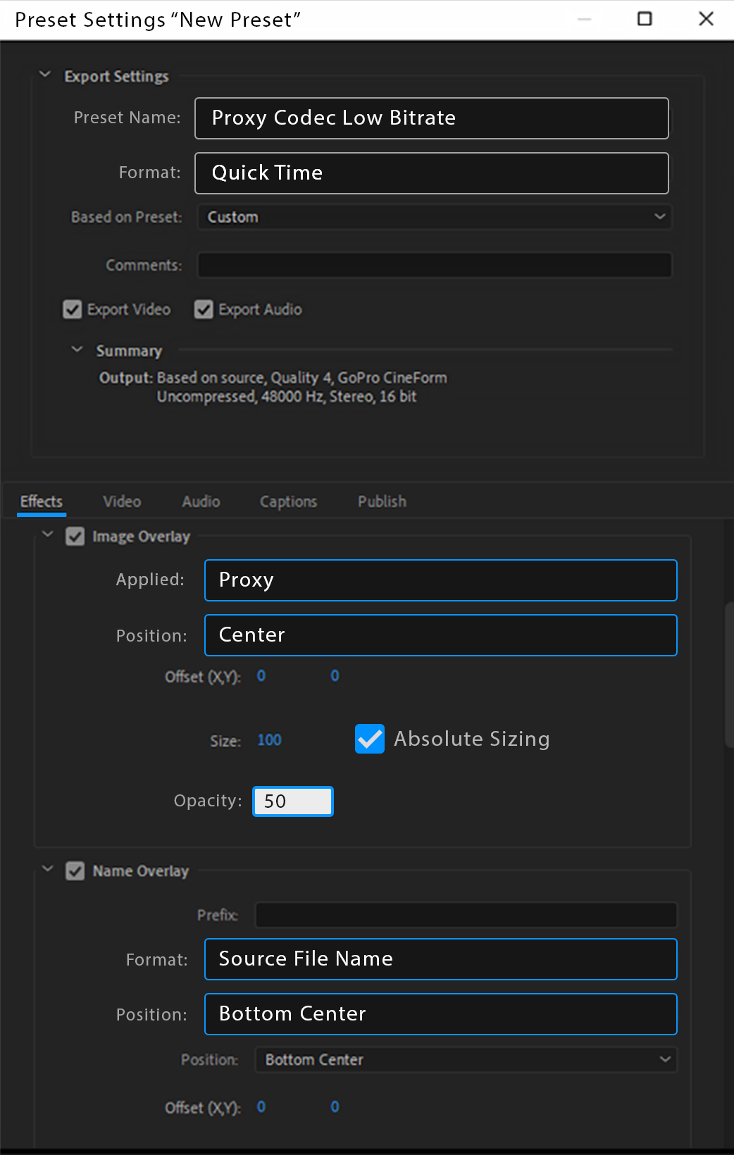 4k video editing proxy premiere pro encoder effects panel