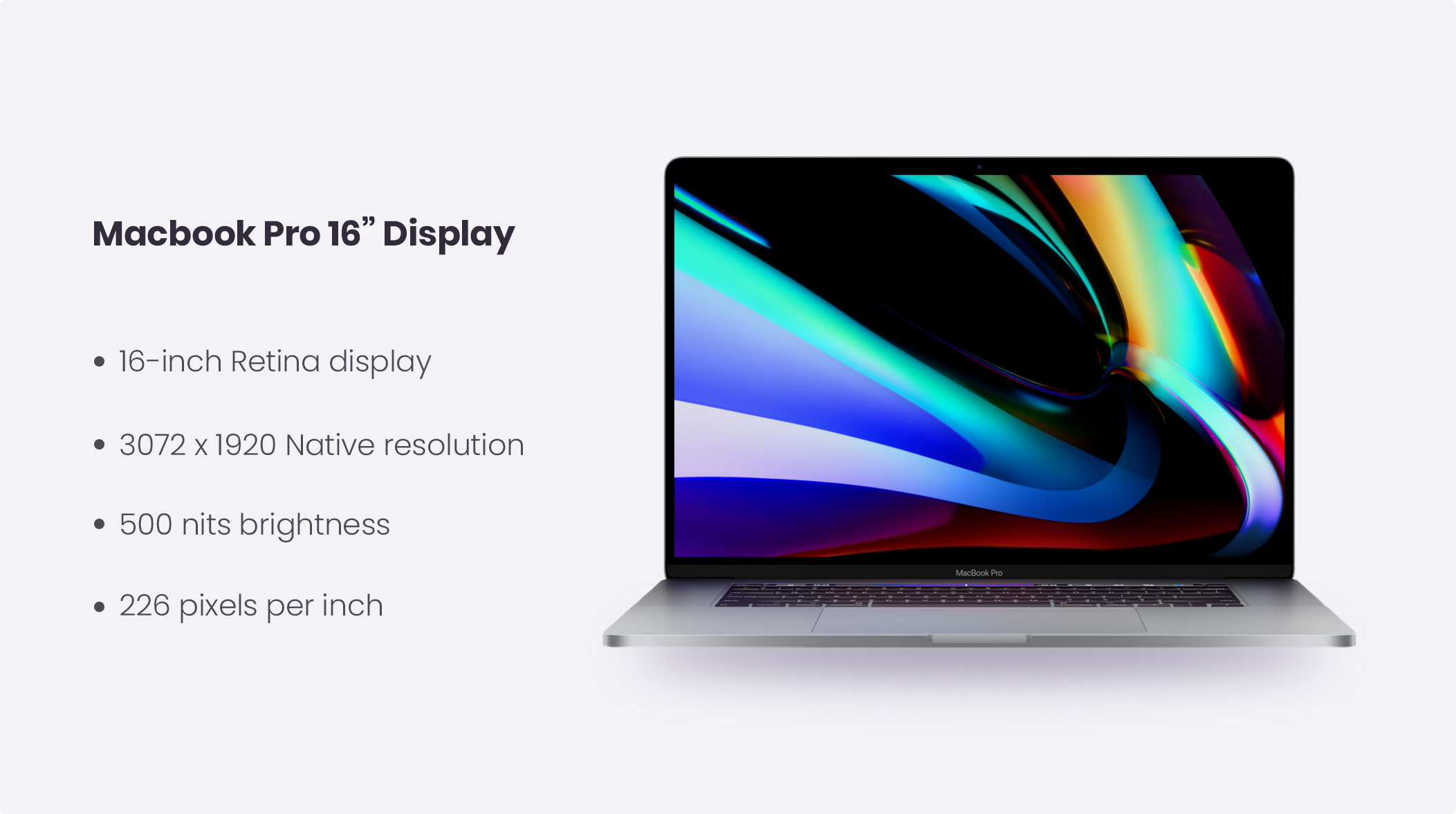 macbook pro 2020 display specifications